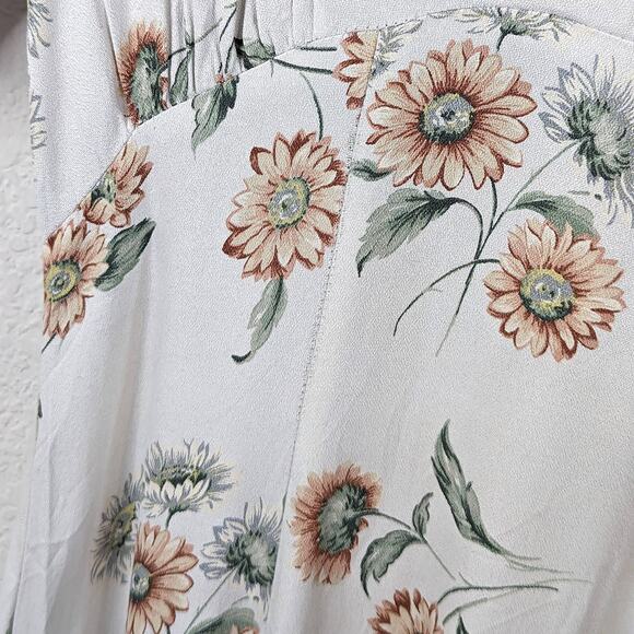 Vintage Floral White Sundress Midi Fit n Flare Collar Button Front Cottagecore S - Picture 6 of 10